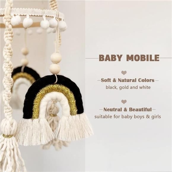 Crib Mobile, Mobile for Crib, Baby Mobile for Bassinet, Black and White Mobile - Picture 3 of 6